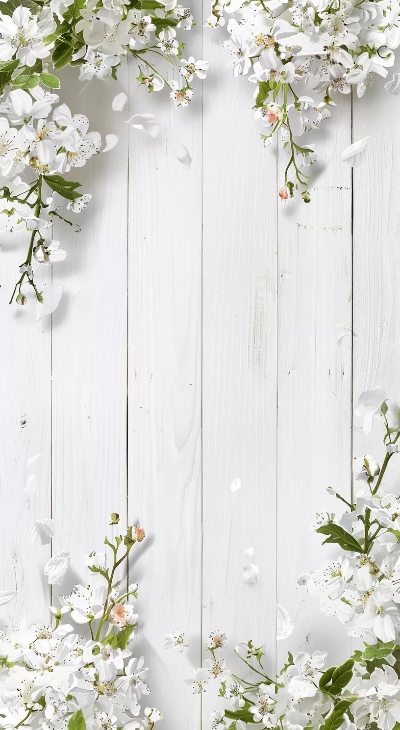Floral Elegance on Wood Background