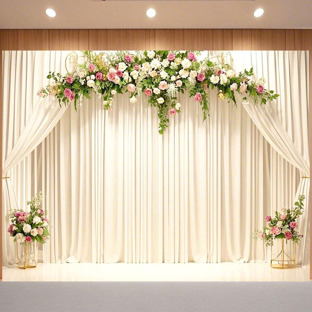 10 Dramatic White Floral Solid Color Wedding Backdrop Ideas