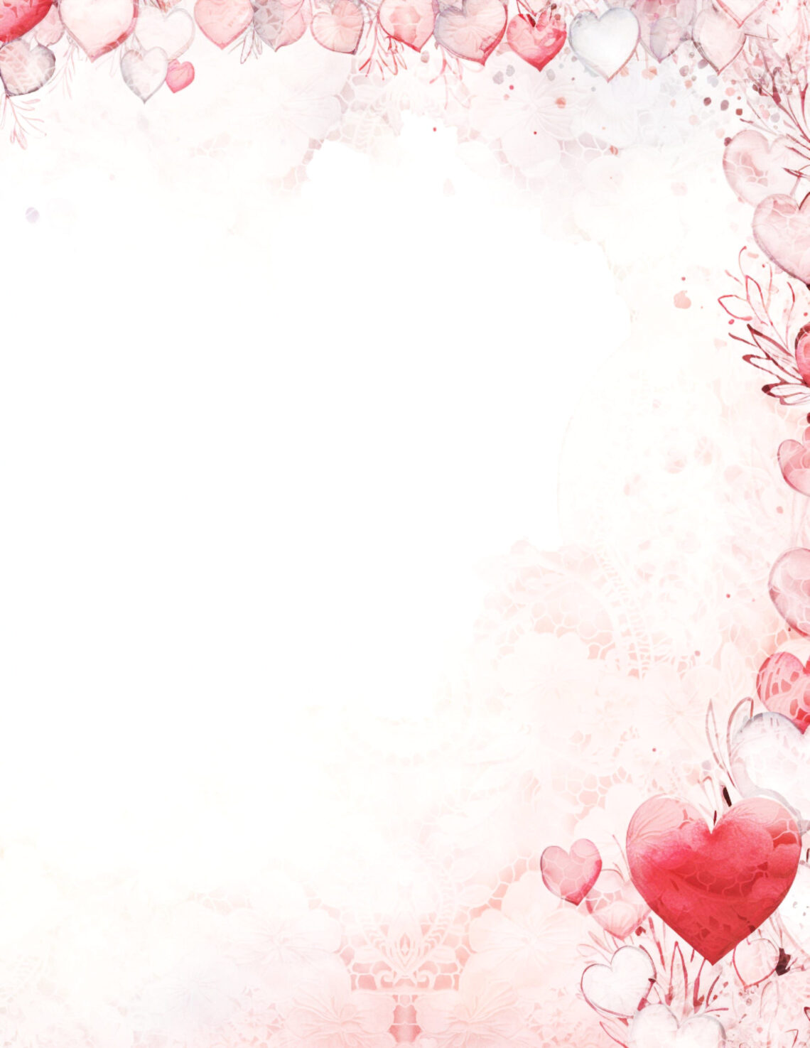 Lace Heart Valentine Writing Papers