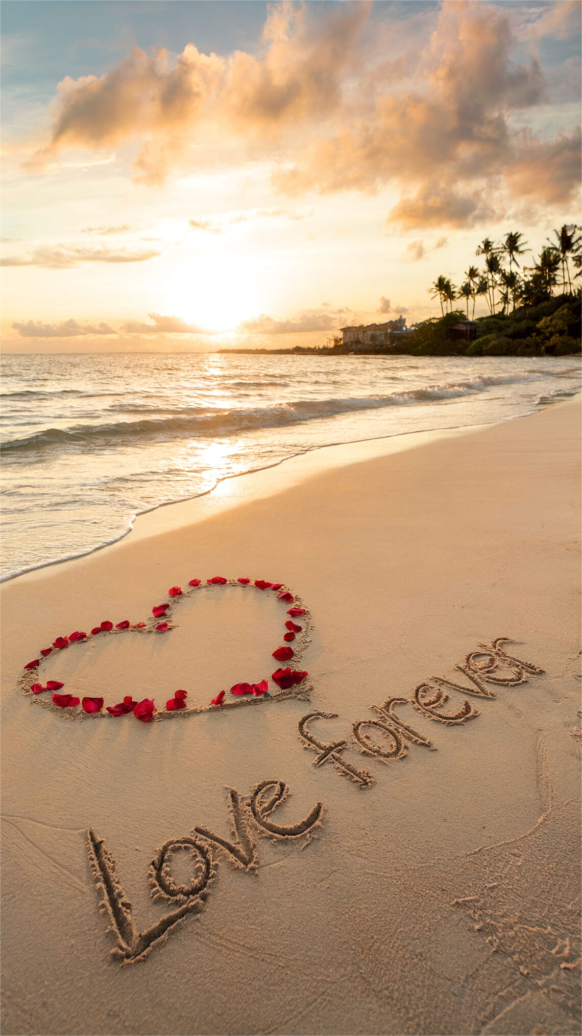 Beachy Love Forever: Romantic Valentine’s Wallpaper