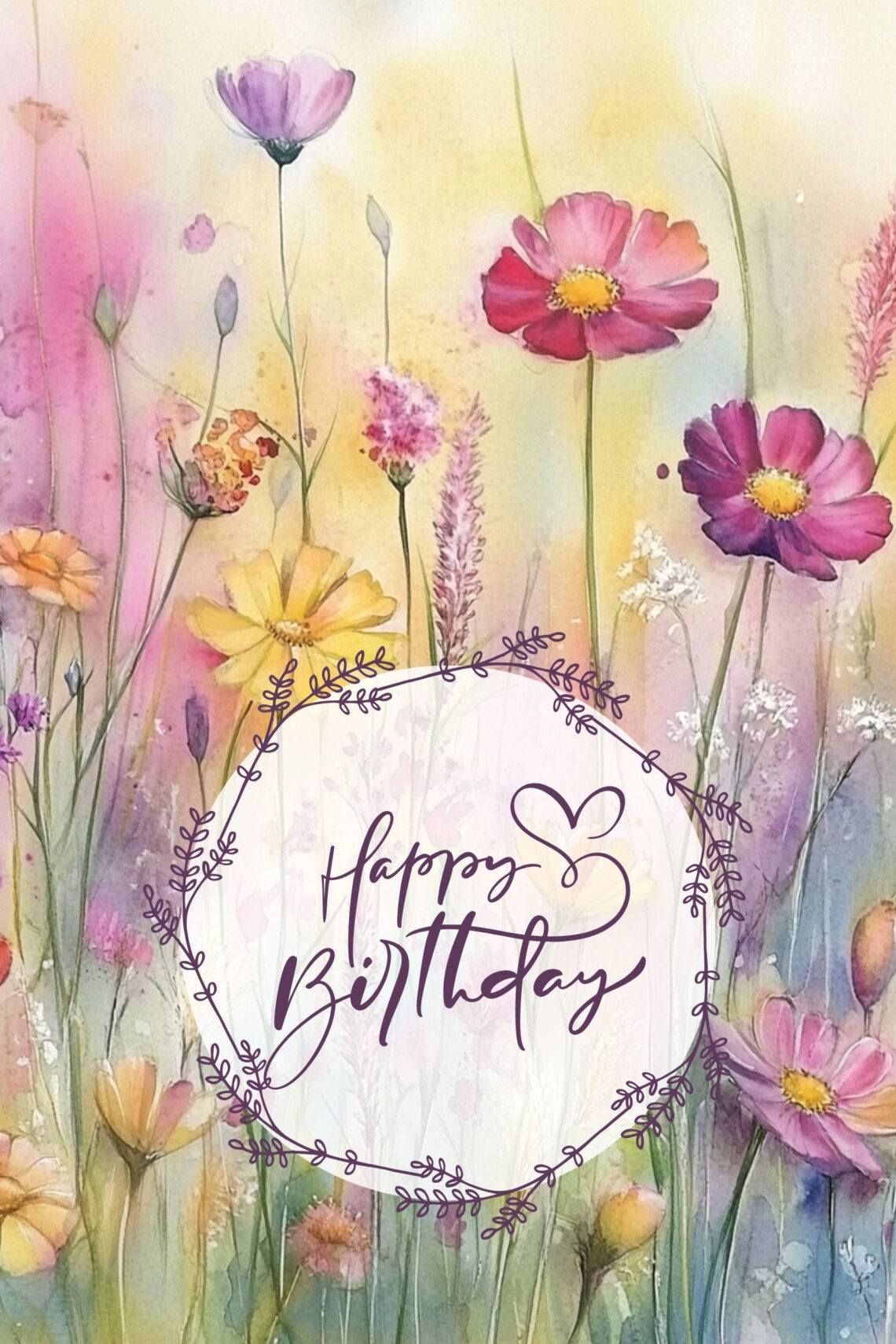Vintage Wildflower Birthday Wishes
