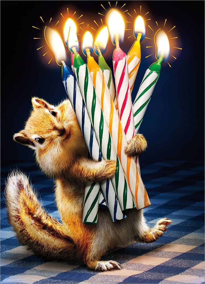 Adorable Chipmunk Birthday Candles Card