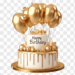 Golden Birthday Cake Extravaganza: Free PNG Cliparts