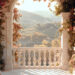 Dramatic Sunset Oasis with Marble & Blooming Archway