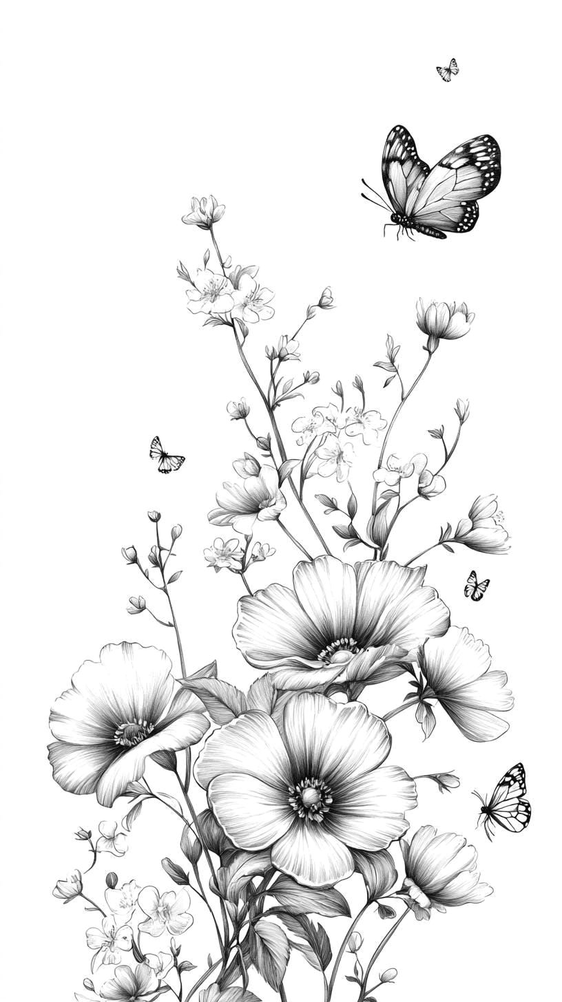 48 Vibrant Spring Florals: Digital Line Art Bundle