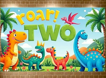 Roar into Fun: Colorful Jungle Dino Birthday Banner