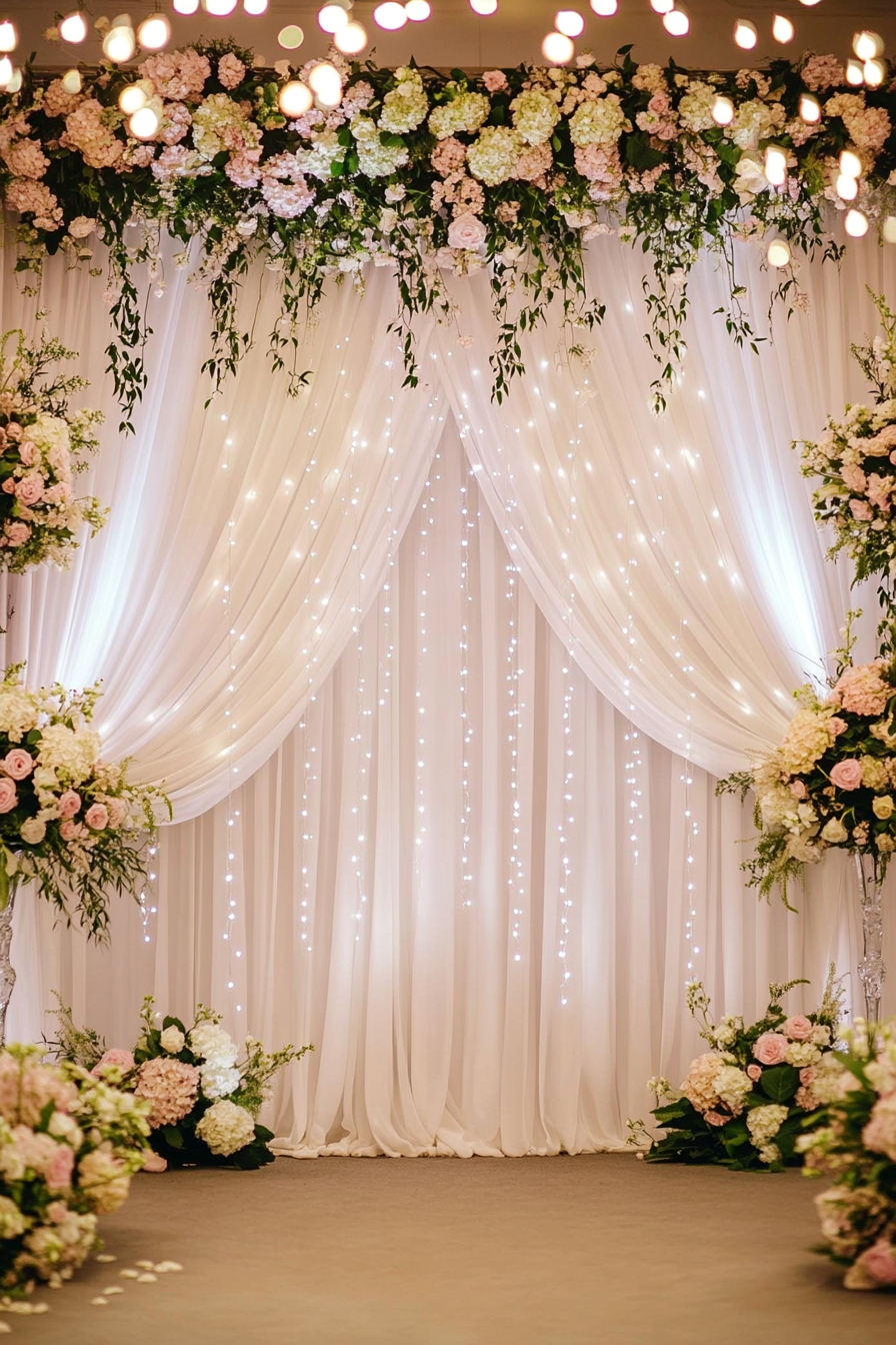 Magical Wedding Backdrops: Twinkling Lights & Blooming Beauty