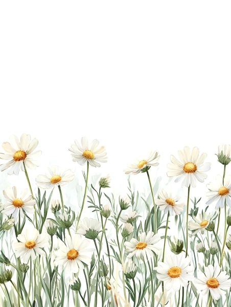 Beautiful White Floral Watercolor Backdrops