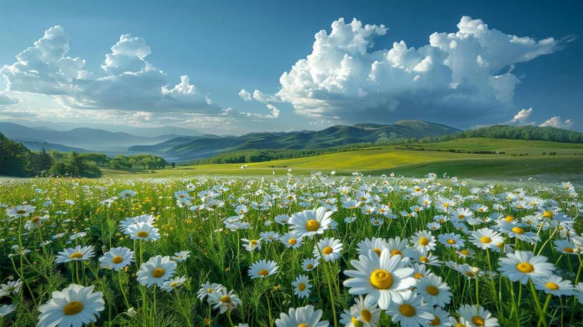 Free AI Daisies: Breathtaking Cloudy Scene to Download Now