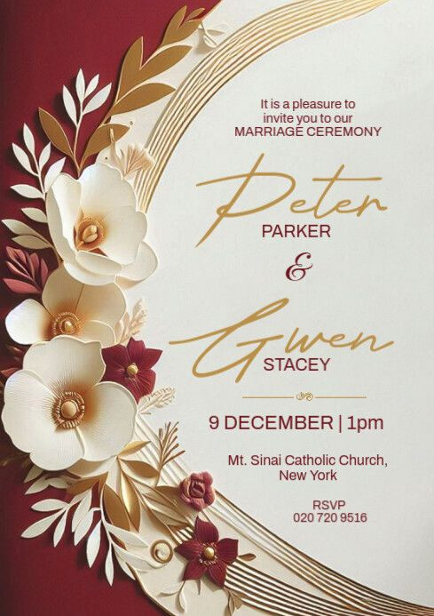 Elegant Burgundy Wedding Invitations