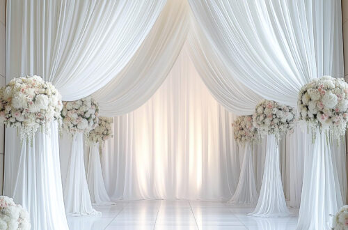 Elegant White Wedding Backdrop: Wrinkle-Free Curtains for a Stress-Free Photo Booth