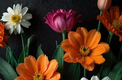 Mystery Blooms: Dark Background Flowers