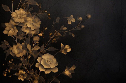 10′ Flower Photography Backdrop in Gold & Black 10′ Flower Photography Backdrop in Gold & Black