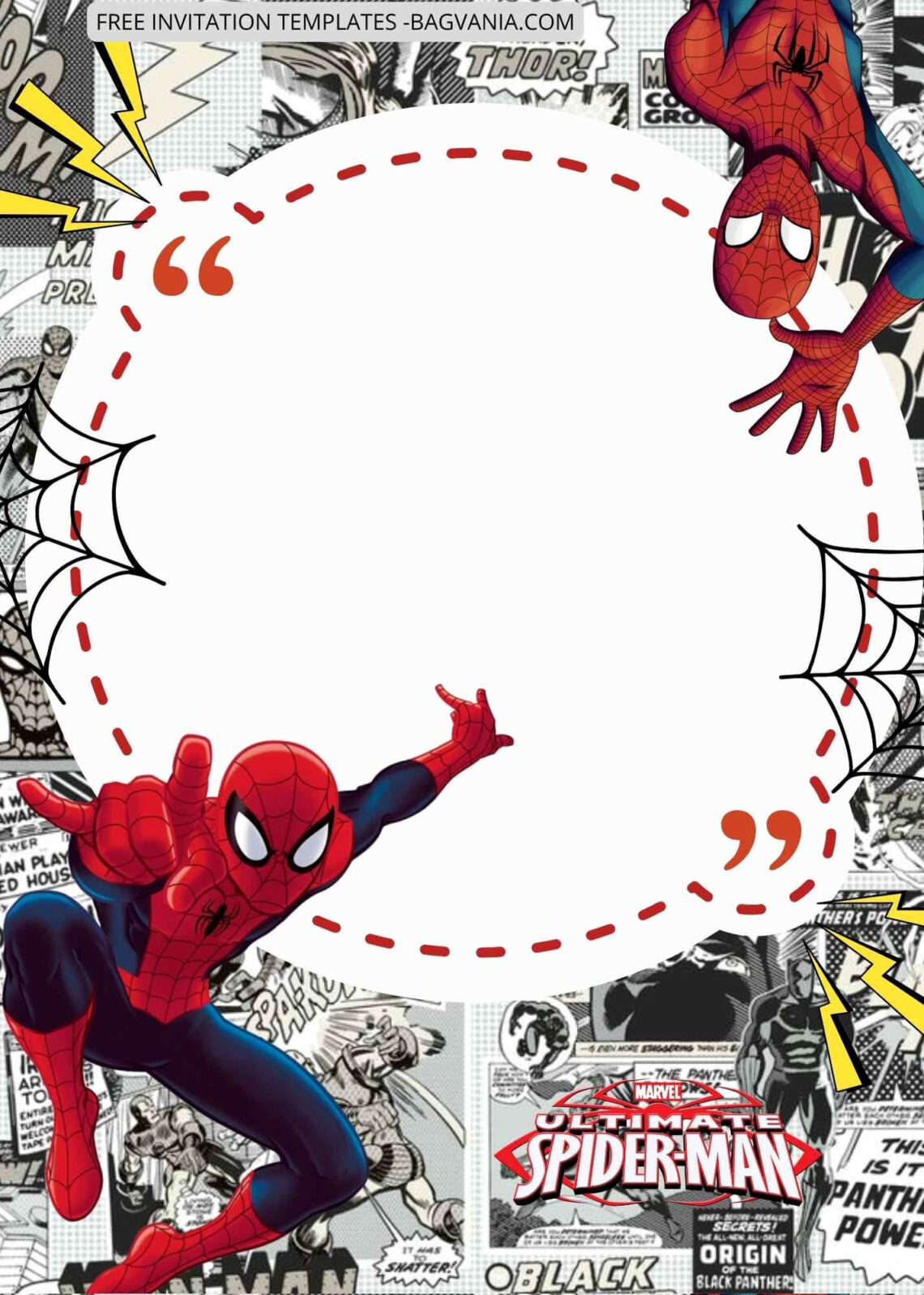 Web-Slinging Birthday Invitation Templates