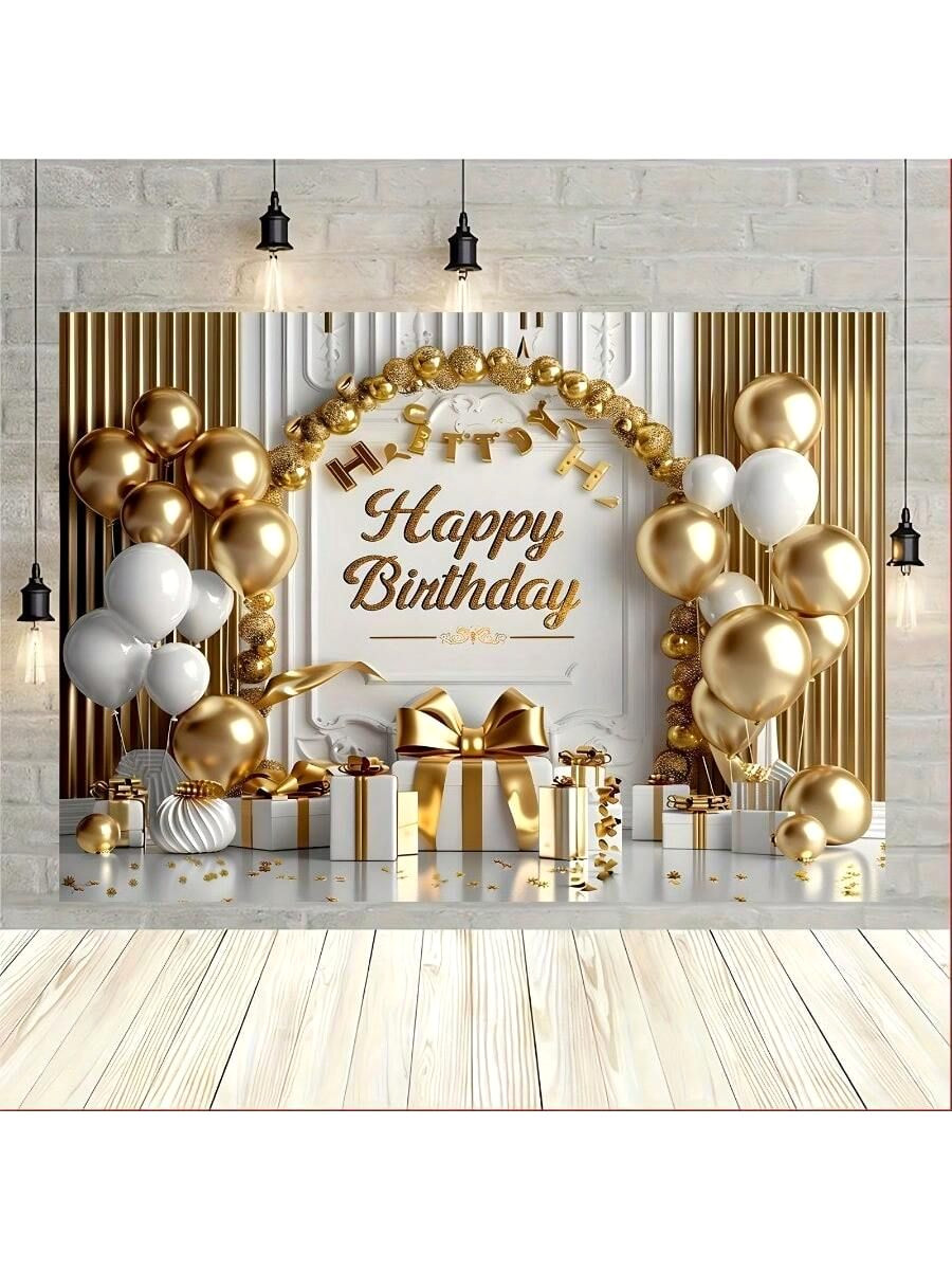 Joyeux Anniversaire Bannière: Dorée & Blanche pour Princesses & Plus