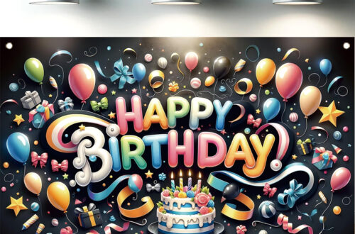 Colorful Happy Birthday Party Backdrop for Kids