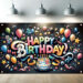 Colorful Happy Birthday Party Backdrop for Kids