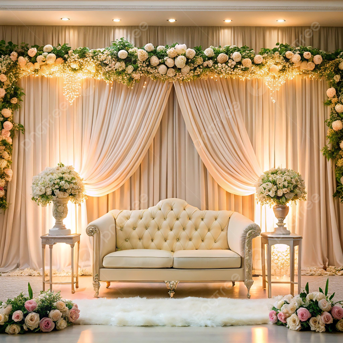 Luxurious Floral Wedding Stage in 1 Minute, Elegant Sofa Backdrop + Free Download