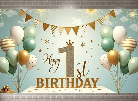 Minty Fresh 1st Birthday Backdrop: Glittering Gold Stars Minty Fresh 1st Birthday Backdrop: Glittering Gold Stars