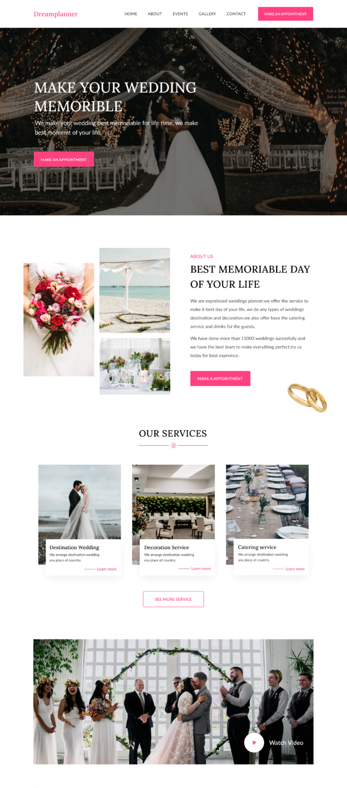 Dream Wedding Invitation Landing Page Design Freebies