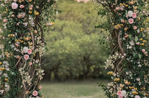 Elegant Woodland Floral Arch Backdrop