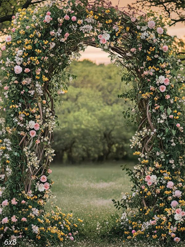 Elegant Woodland Floral Arch Backdrop