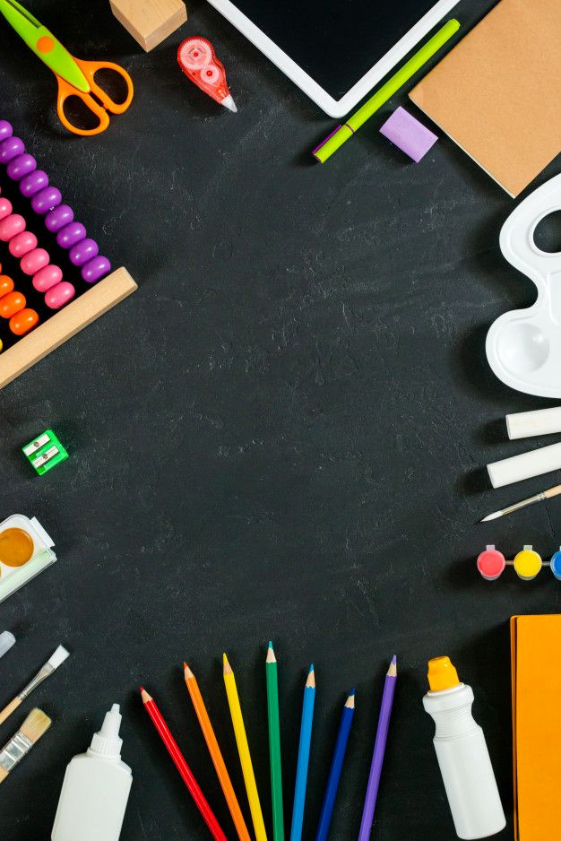 School Essentials on a Dark Board: A Classic Education Theme