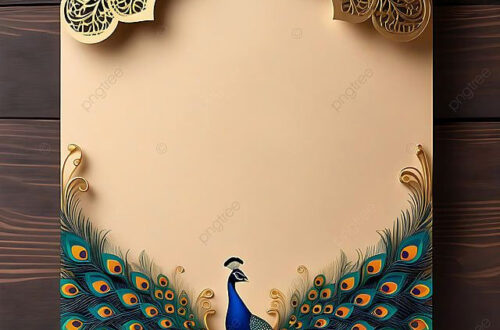 Golden Peacock Wedding Invitation in Geometric Bliss Golden Peacock Wedding Invitation in Geometric Bliss