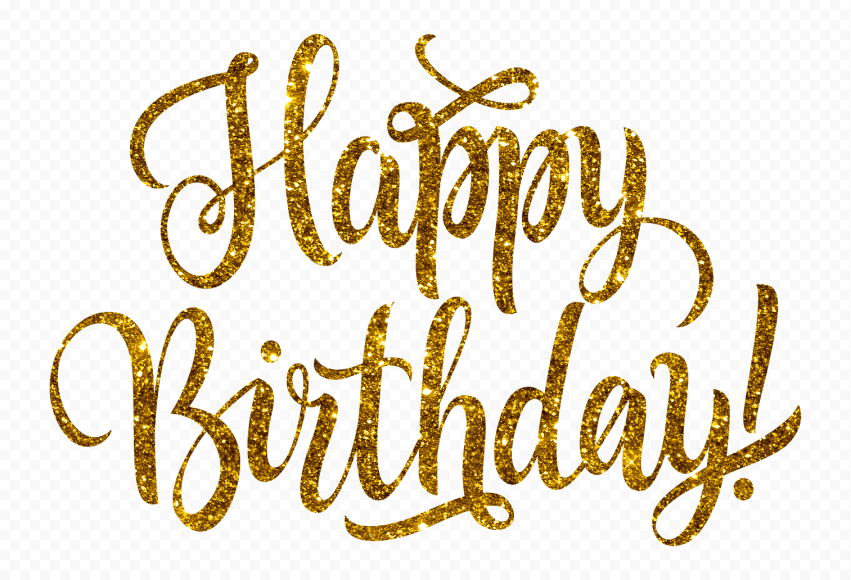 Golden Glitter Birthday Text in HD PNG