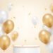 Golden Birthday Blasts: Realistic Balloon Confetti Vector Golden Birthday Blasts: Realistic Balloon Confetti Vector