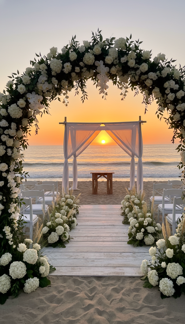 Romantic Beach Sunset Wedding