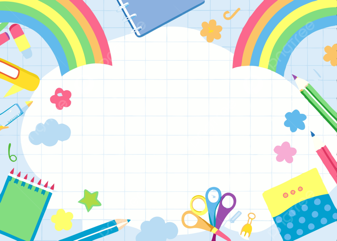 Bright Educational Backgrounds: Colorful Pencil Clouds, Fun School Graphics, Rainbow Scenes for Kids