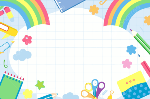 Bright Educational Backgrounds: Colorful Pencil Clouds, Fun School Graphics, Rainbow Scenes for Kids