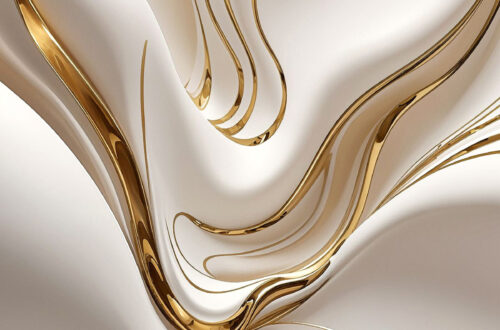 Luminous Abstract Forms: Shimmering Liquid Metal