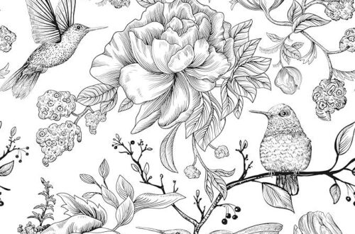 Elegant Floral Peel & Stick Wall Decals — Black & White Butterfly Design