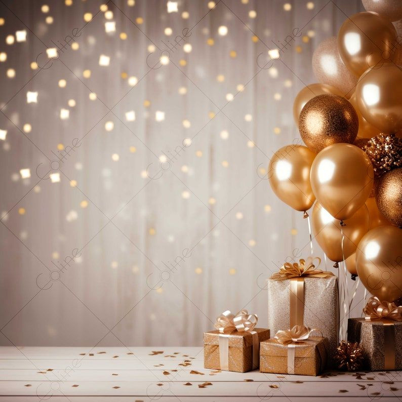 Birthday Gold Background Digital Print Download