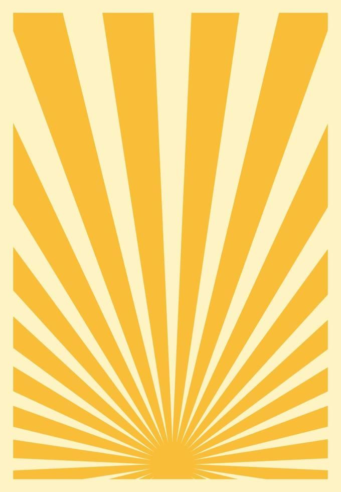 Retro Sunburst Poster Design: Yellow & Black Stripes with Central Radiant Sun