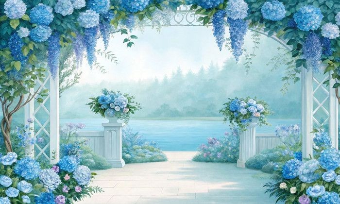 Blushing Blue Floral Wedding Backgrounds (JPG Free Download)