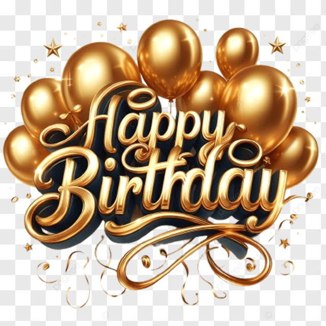 Golden Birthday Balloons: Free Editable PNG Downloads