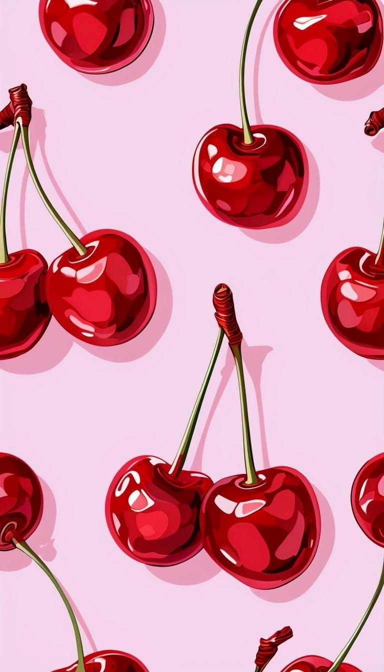 Vibrant Cherry Mural Art for Instant Download