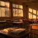 Surreal Sunset in an Empty Japanese School