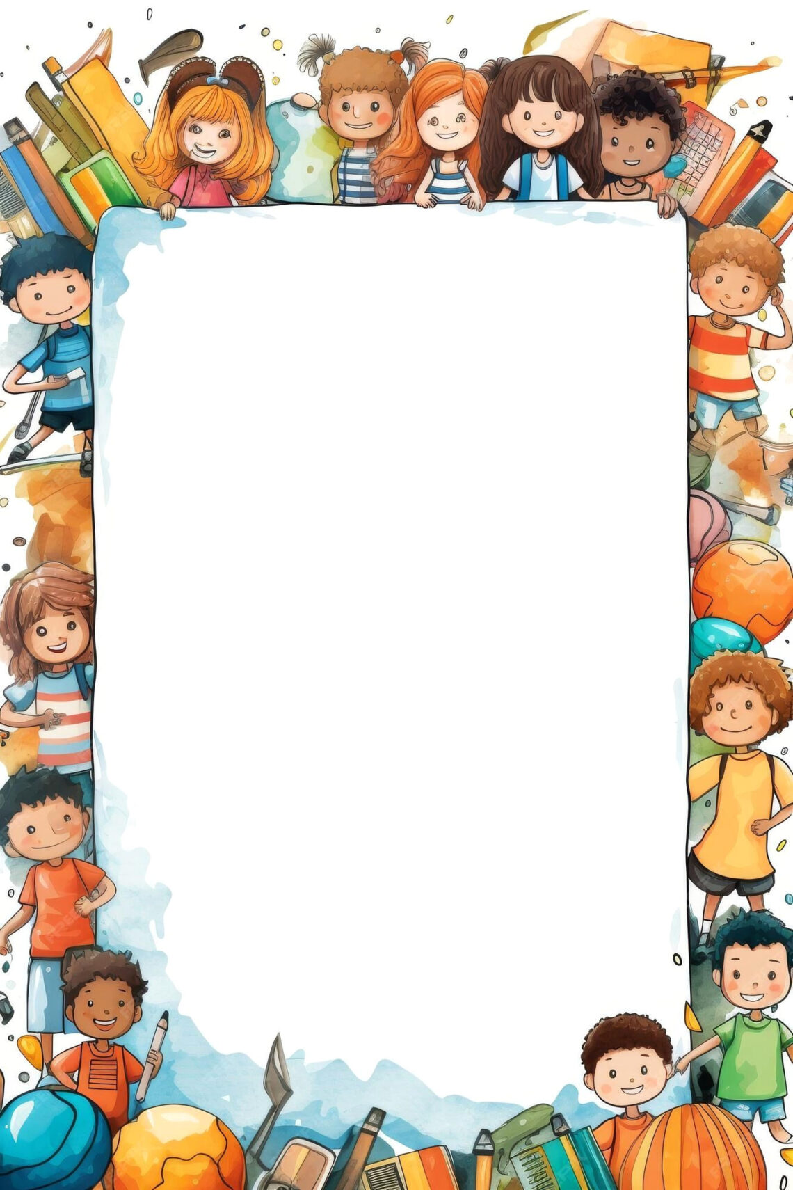 Cute Kids Gathering Around a Giant Whiteboard