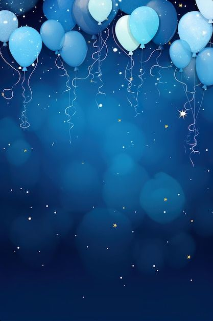 Blue Sky with Balloon Stars: Boy’s Birthday Invitation Background