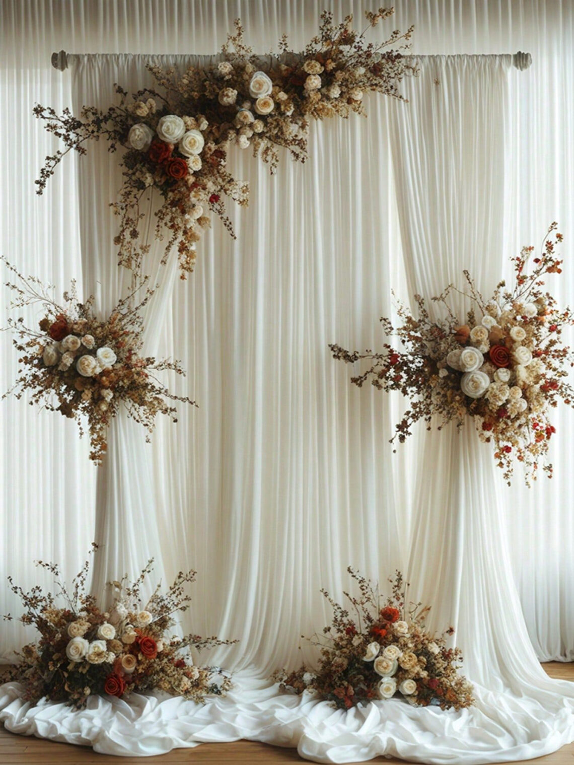 Elegant White Photo Booth Backdrop for Wedding, Bridal Show, and Party
