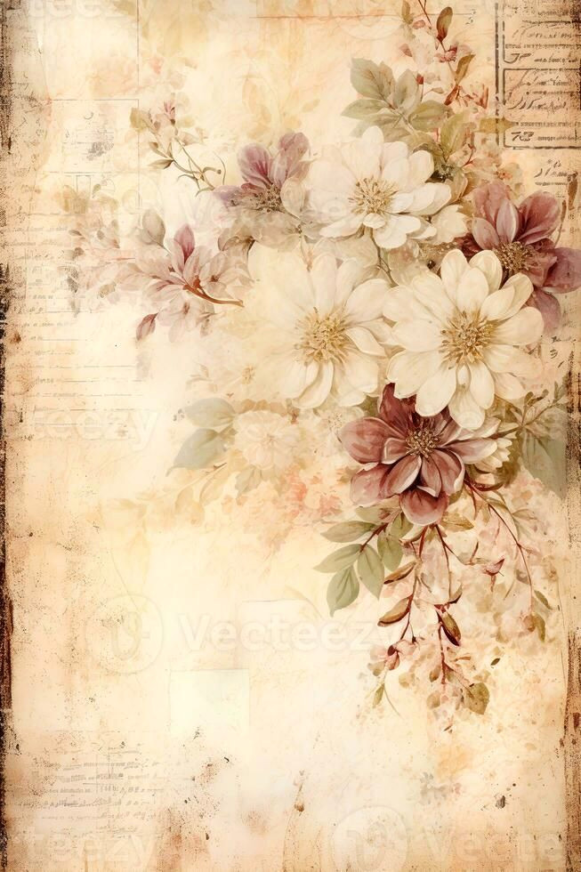 Beautiful Vintage Papers with Florals for Scrapbooking