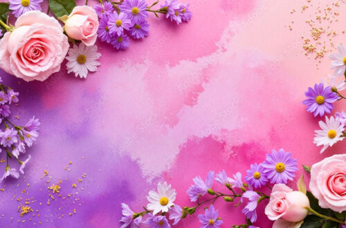 Pastel Perfection: Pink Roses & Purple Daisies