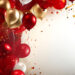 Celebrate in Style: Red & Gold Balloon Backdrop with Copy Space