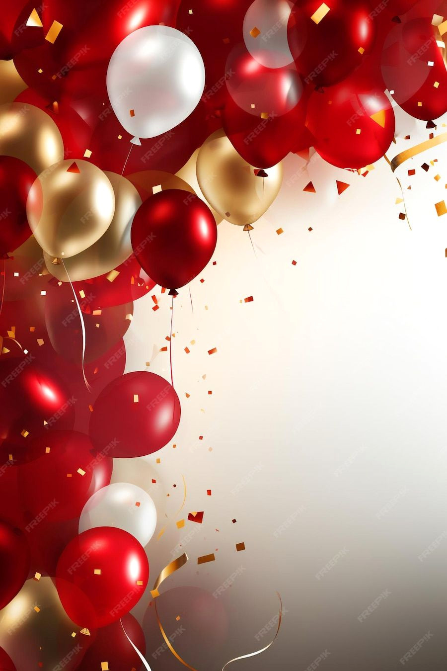 Celebrate in Style: Red & Gold Balloon Backdrop with Copy Space