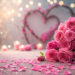 Romantic Valentine’s Day Background with Rose Bouquets & Soft Bokeh Lighting