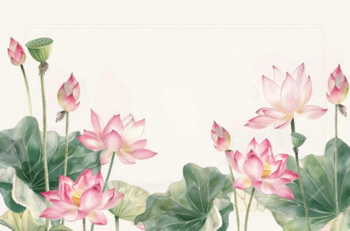 Sacred Lotus Blooms in Vintage Pastel Beauty Sacred Lotus Blooms in Vintage Pastel Beauty